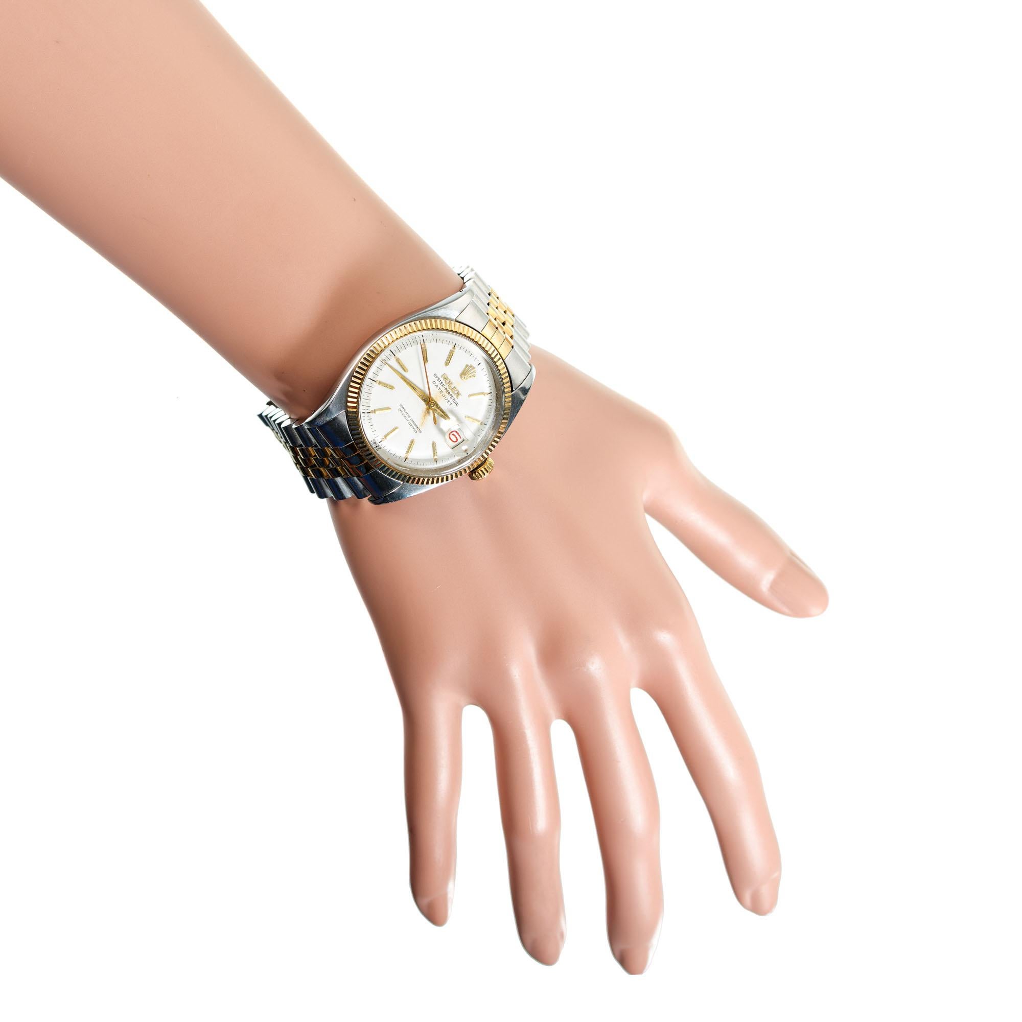 Rolex Edelstahl Gelbgold Datejust Armbanduhr Ref 6605 im Angebot 2