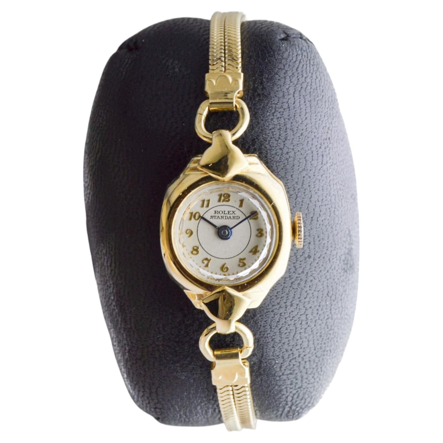 Rolex Standard Gold Filled Ladies Art Deco Watch with Original Patinated Dial
