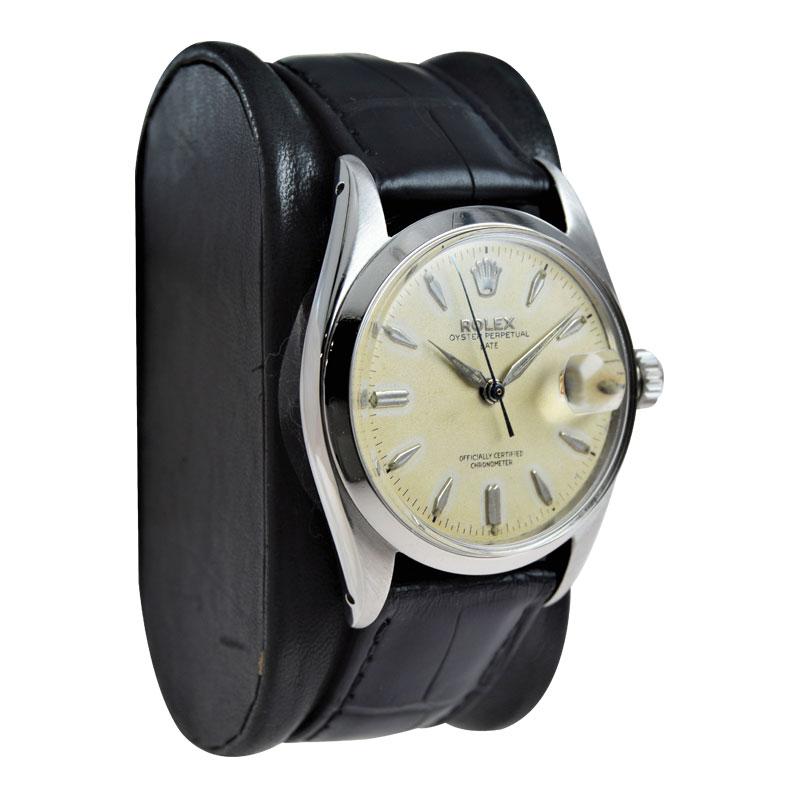 Modern Rolex Stanless Steel Oyster Perpetual Date with Original Dial from 1957 For Sale
