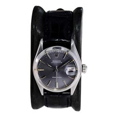 Rolex Stahl Oysterdate mit Original-Armband & seltenes Kohle Zifferblatt 1970er Jahre