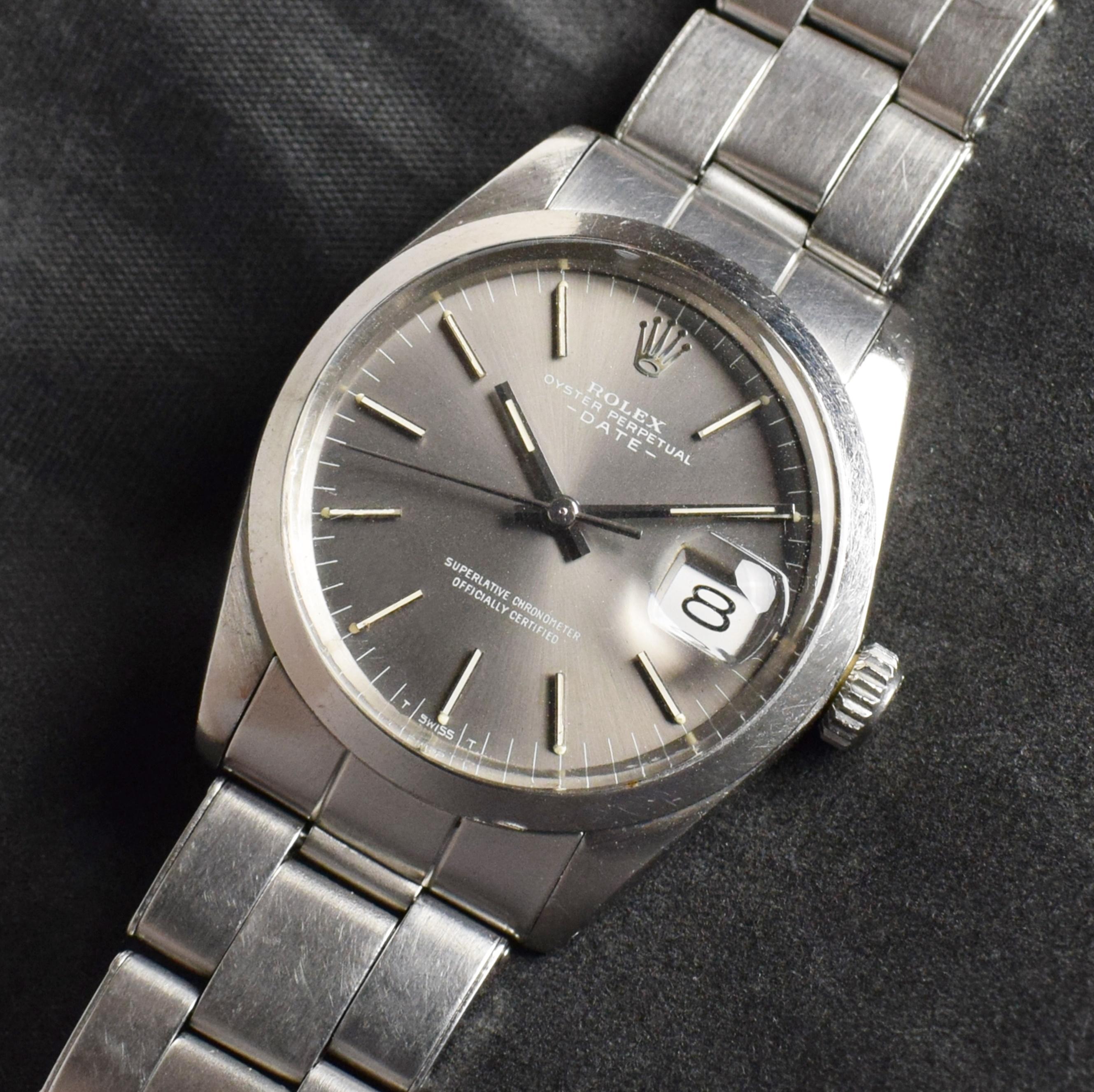 Brand: Vintage Rolex
Model: 1500
Year: 1969
Serial number: 20xxxxx
Reference: C03481

Case: 34mm without crown; Show sign of wear with slight polish from previous; inner case back stamped 1500 I.69

Dial: Aged Clean Condition Grey Dial with matching