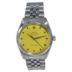 Vintage Rolex Steel Air King Custom Finished Yellow Dial Rare Jubilee Bracelet from 1962