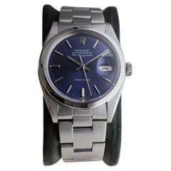 Vintage Rolex Steel Air-King Date Rare Model with Original Blue Dial circa, 1981