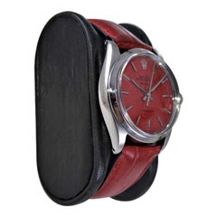 Rolex Steel Oyster Perpetual Air King with Exceptional Custom Red Dial 1960's
