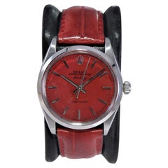Rolex Steel Oyster Perpetual Air King with Exceptional Custom Red Dial 1960's