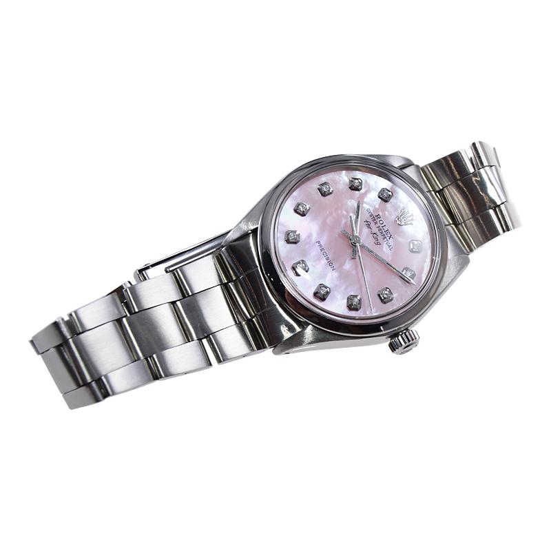 Rolex Steel Air King mit individuellem Diamant-Zifferblatt, Anfang der 1970er Jahre im Angebot 6