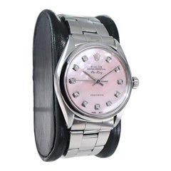 Rolex Air King d'acciaio con quadrante di diamanti personalizzato, primi anni '70