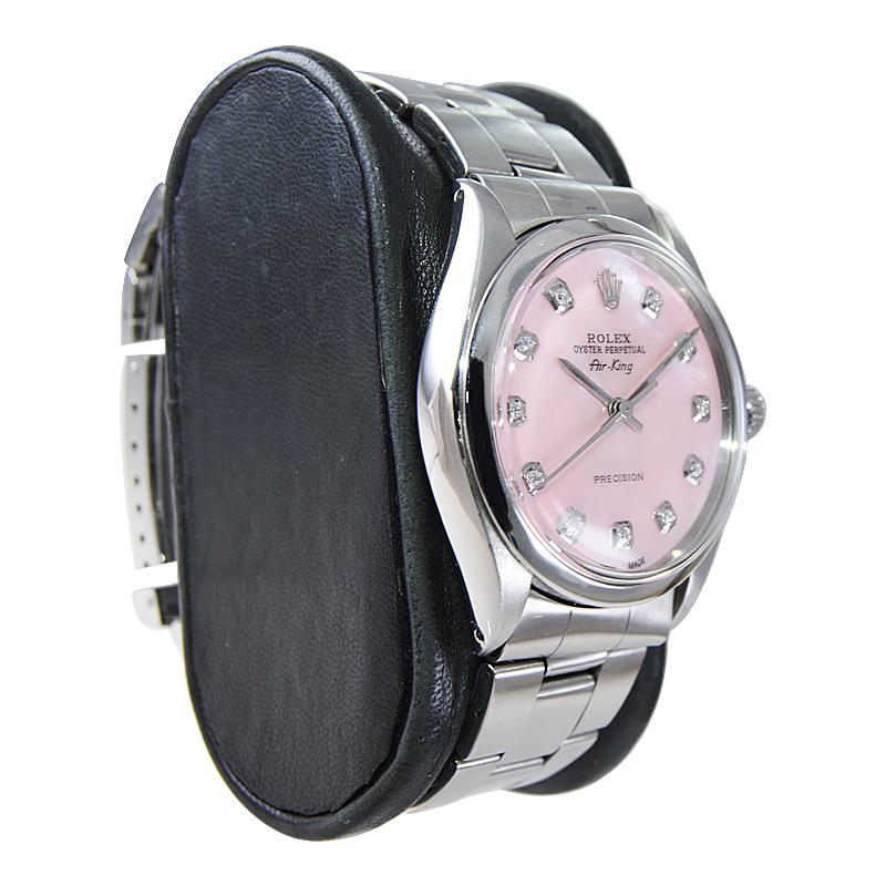 Rolex Steel Air King mit individuellem Diamant-Zifferblatt, Anfang der 1970er Jahre (Moderne) im Angebot