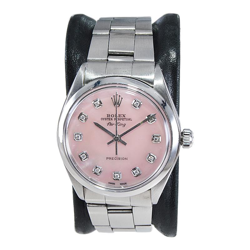 Rolex Steel Air King mit individuellem Diamant-Zifferblatt, Anfang der 1970er Jahre für Damen oder Herren im Angebot