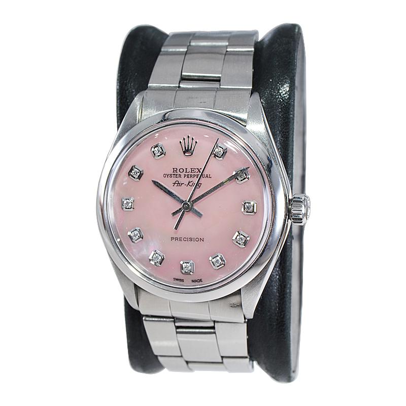 Rolex Steel Air King mit individuellem Diamant-Zifferblatt, Anfang der 1970er Jahre im Angebot 1