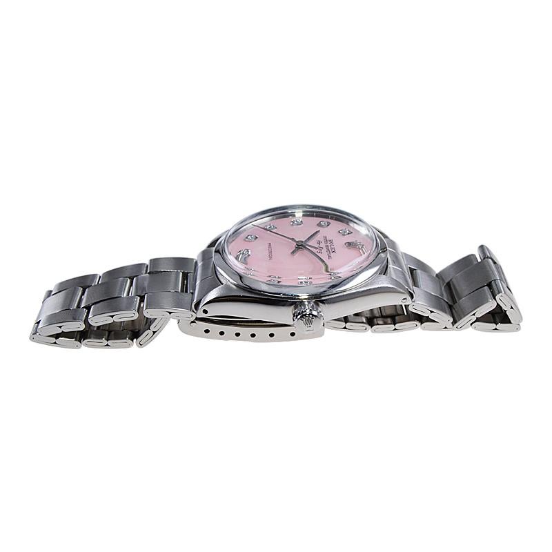 Rolex Steel Air King mit individuellem Diamant-Zifferblatt, Anfang der 1970er Jahre im Angebot 3