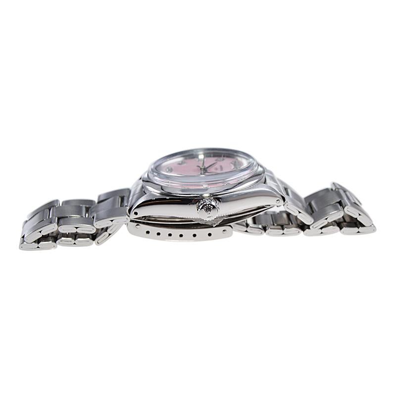 Rolex Steel Air King mit individuellem Diamant-Zifferblatt, Anfang der 1970er Jahre im Angebot 4