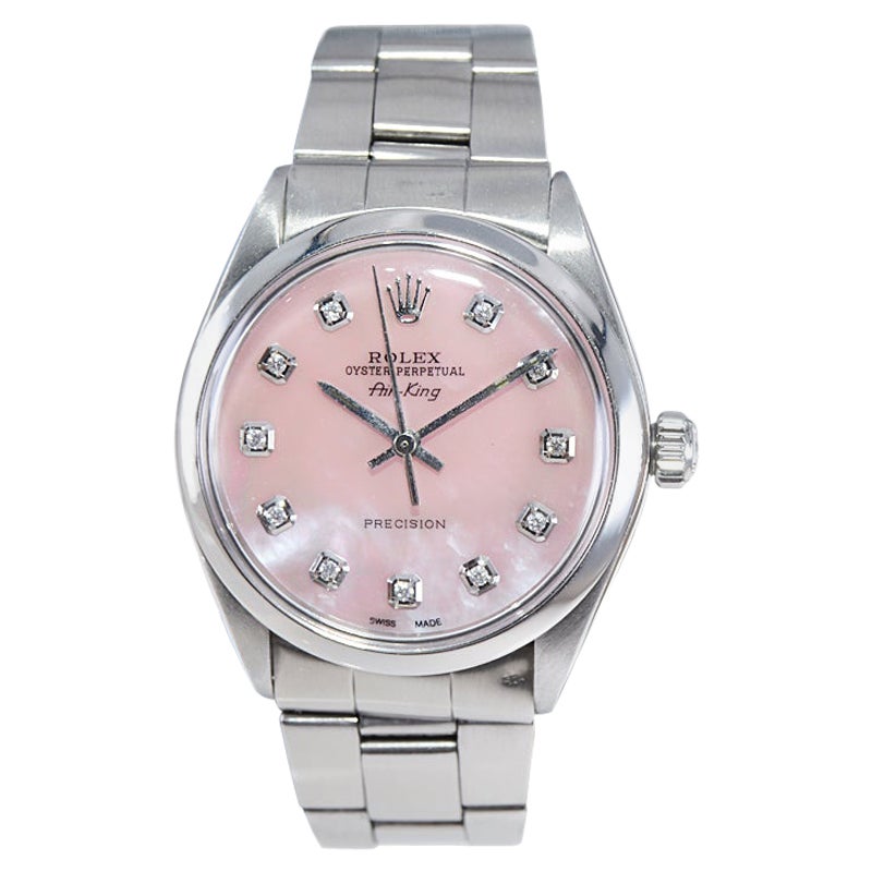 Rolex Air King avec cadran en acier et diamants personnalisés, début des années 1970