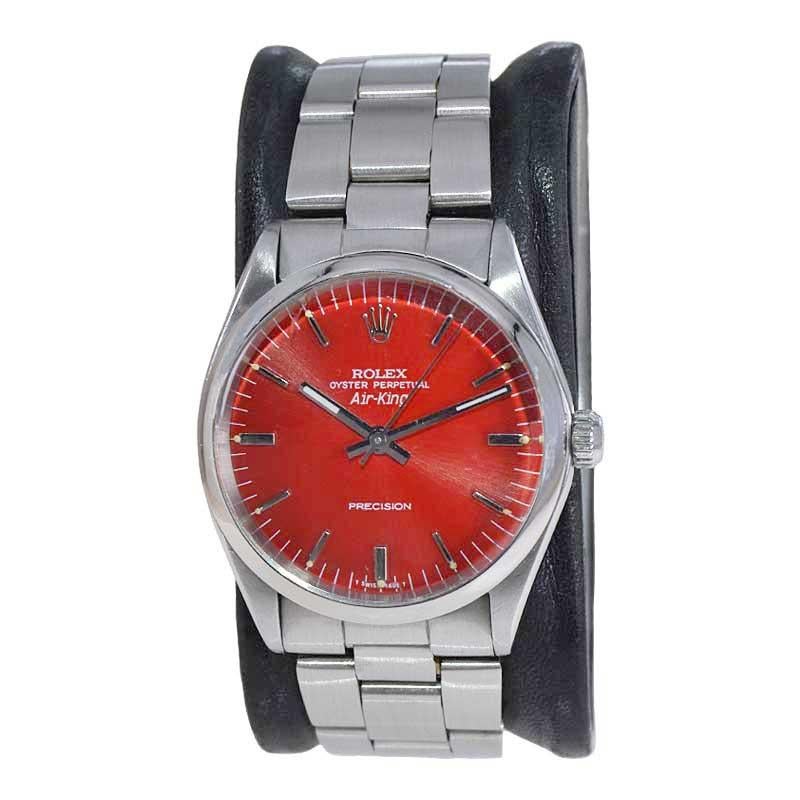 FACTORY / HOUSE: Rolex Watch Company
STYLE / REFERENCE: Air King / Reference 5500
METAL / MATERIAL: Stainless Steel
CIRCA / YEAR: Mid 1960's
DIMENSIONS / SIZE: Length 40mm x Diameter 34mm
MOVEMENT / CALIBER: Perpetual Winding / 26 Jewels / Caliber
