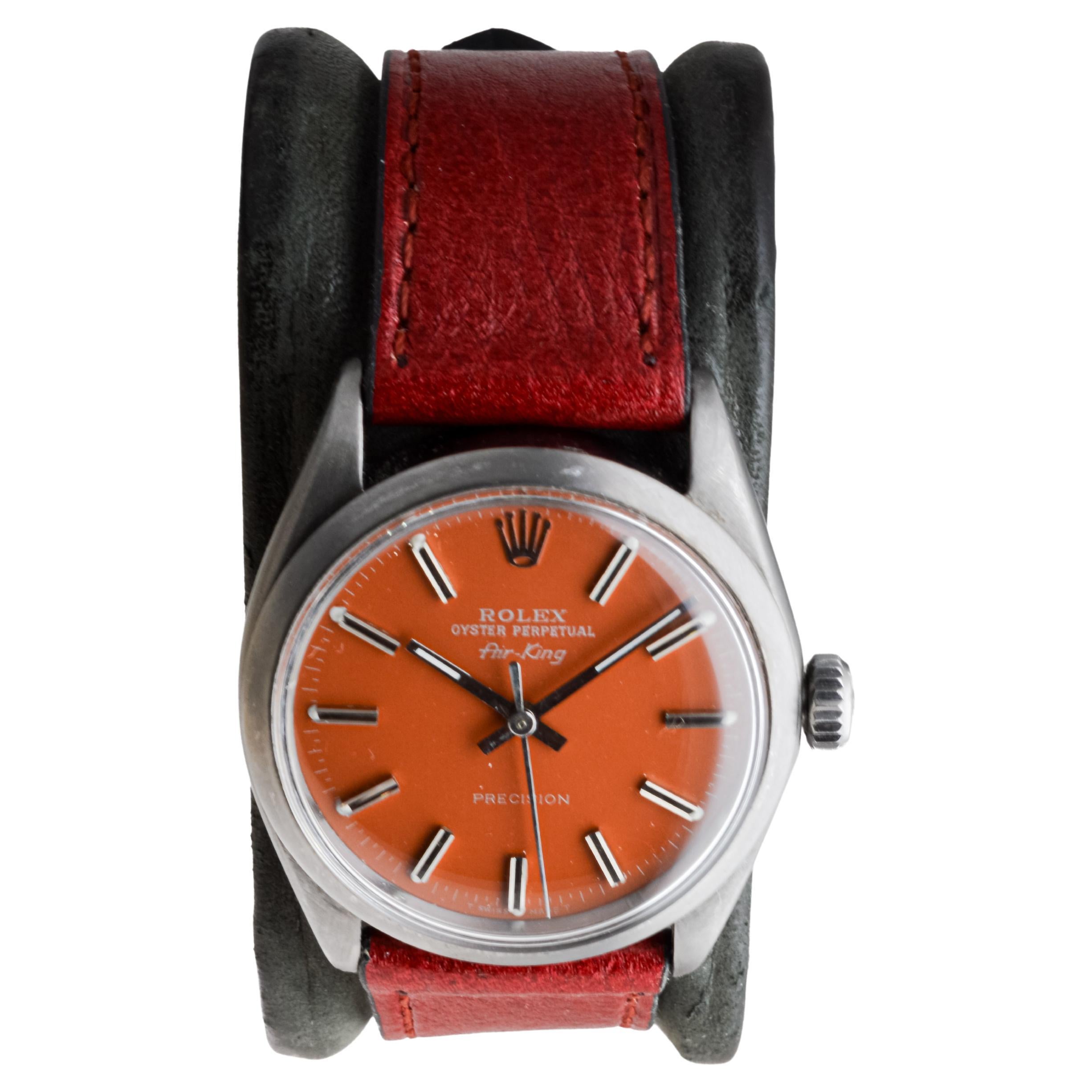 Rolex Steel Air King avec finition noire et cadran sur mesure circa 1960's Excellent état - En vente à Long Beach, CA