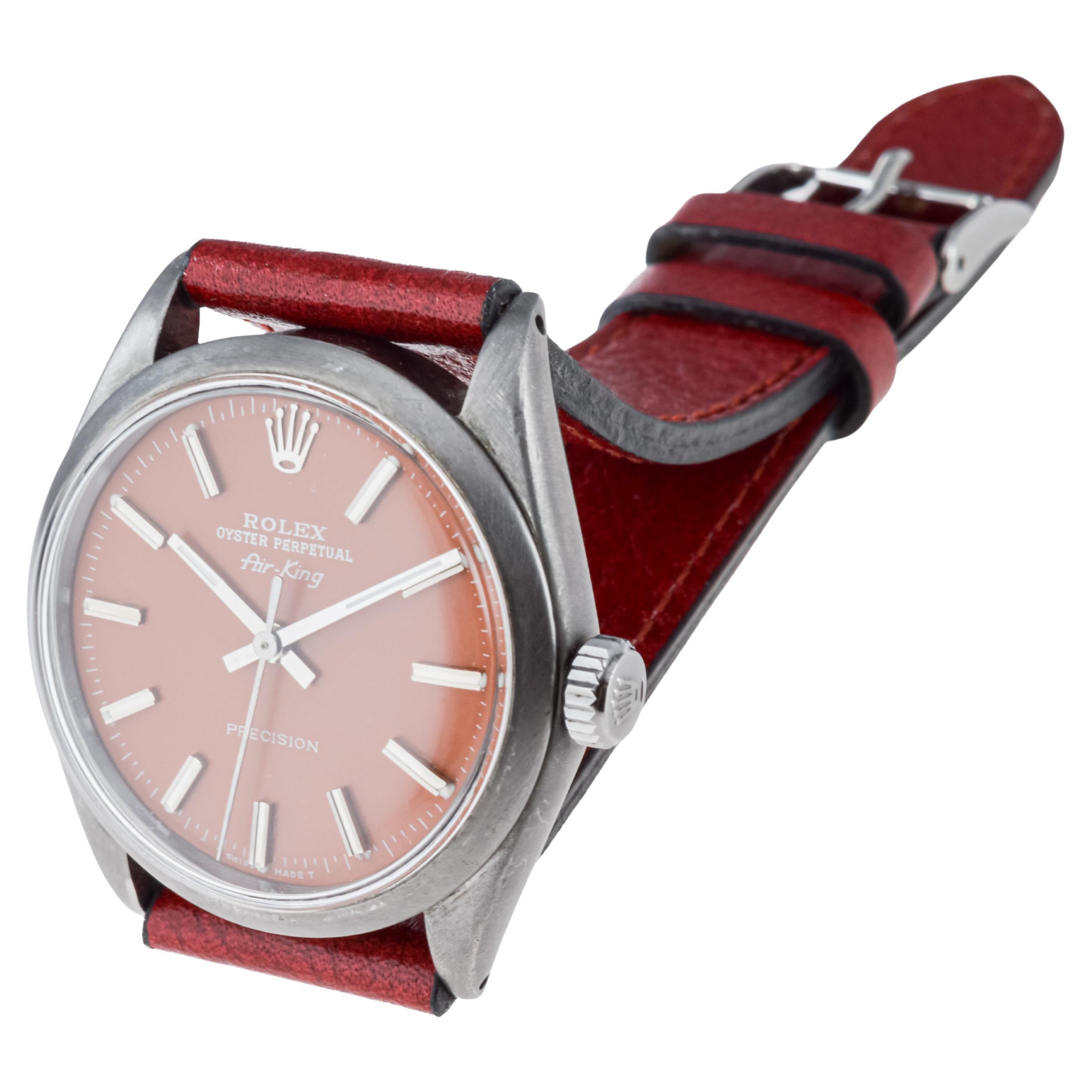 Rolex Steel Air King avec finition noire et cadran sur mesure circa 1960's en vente 2