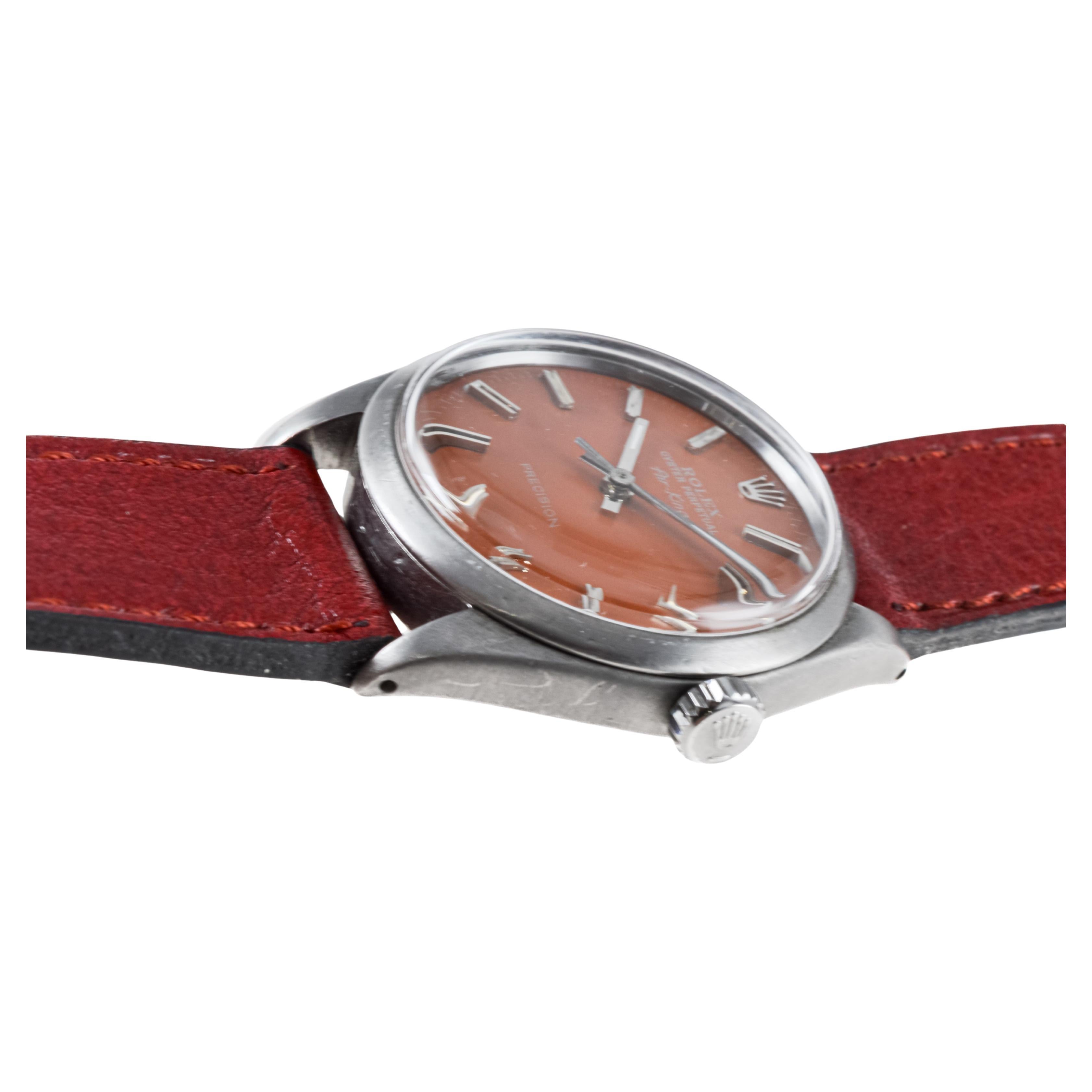 Rolex Steel Air King avec finition noire et cadran sur mesure circa 1960's en vente 3