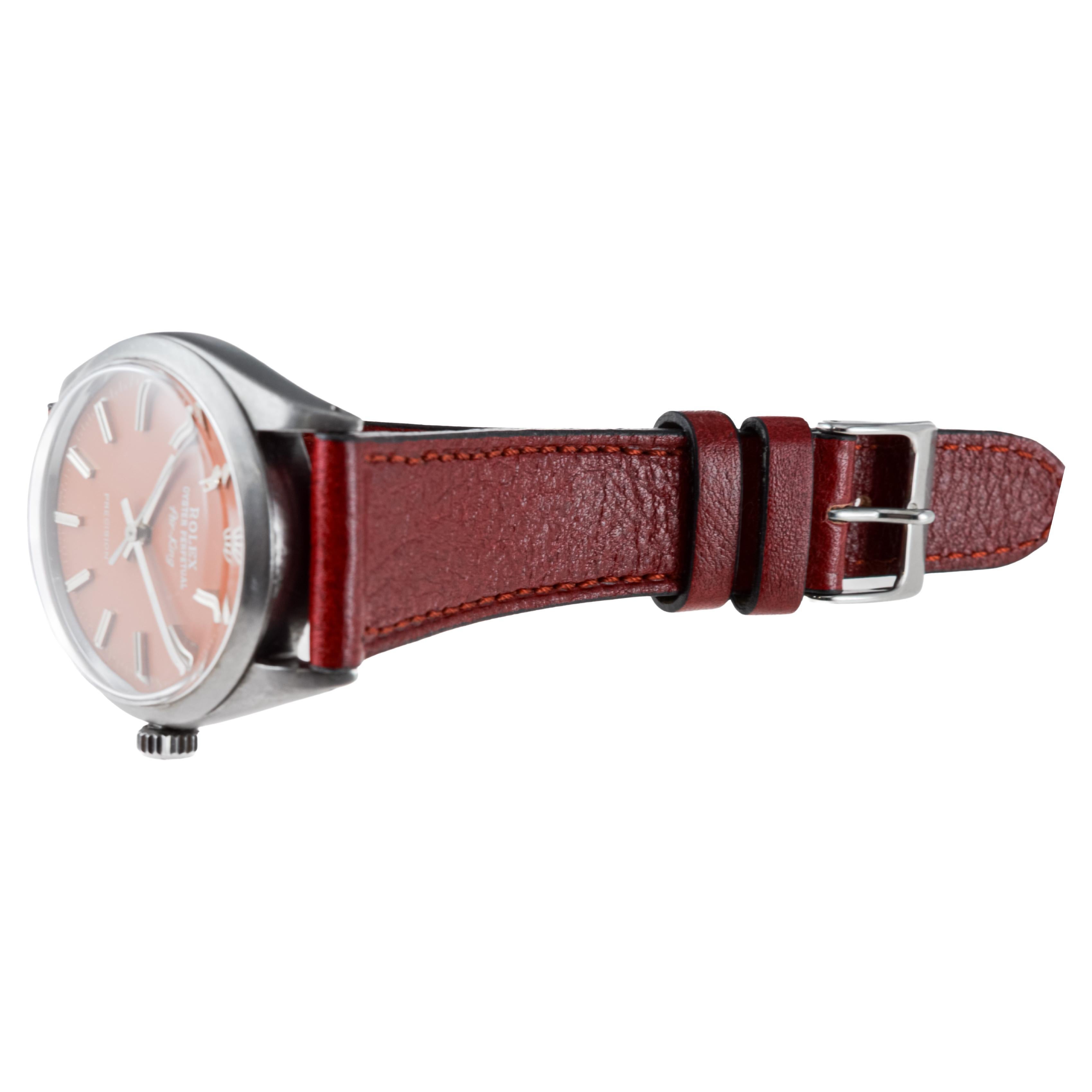 Rolex Steel Air King avec finition noire et cadran sur mesure circa 1960's en vente 4