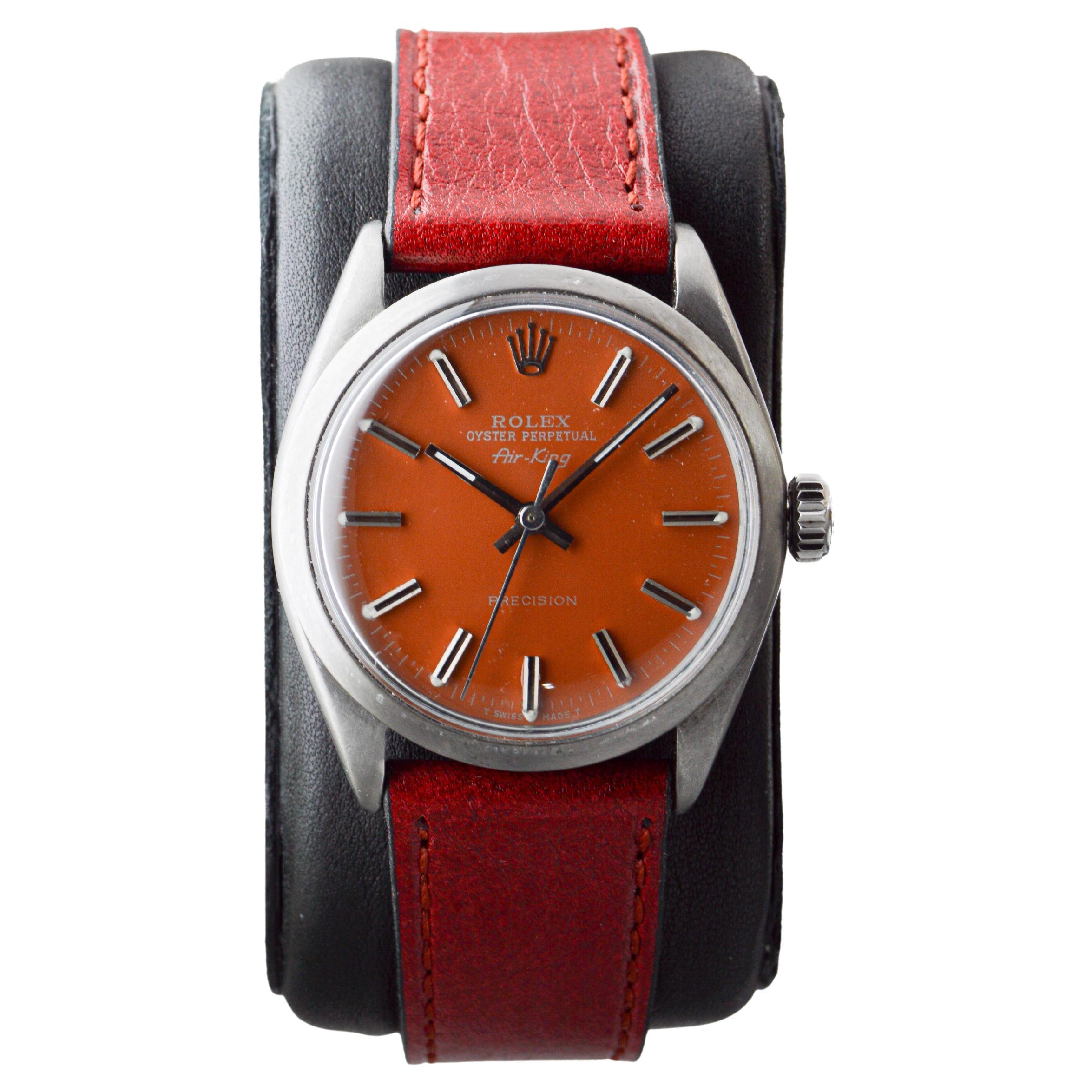 Rolex Steel Air King with Black Finish and Custom Made Dial circa 1960
s