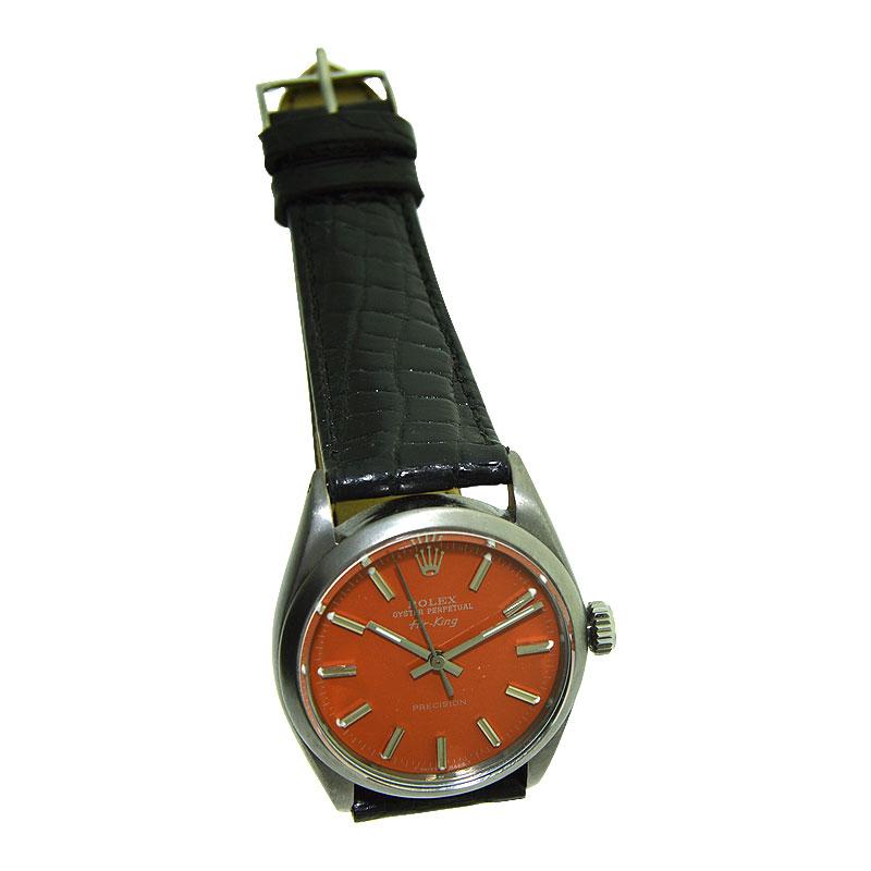 Rolex Steel Air King avec finition noire et cadran sur mesure, vers les années 1960 en vente 1
