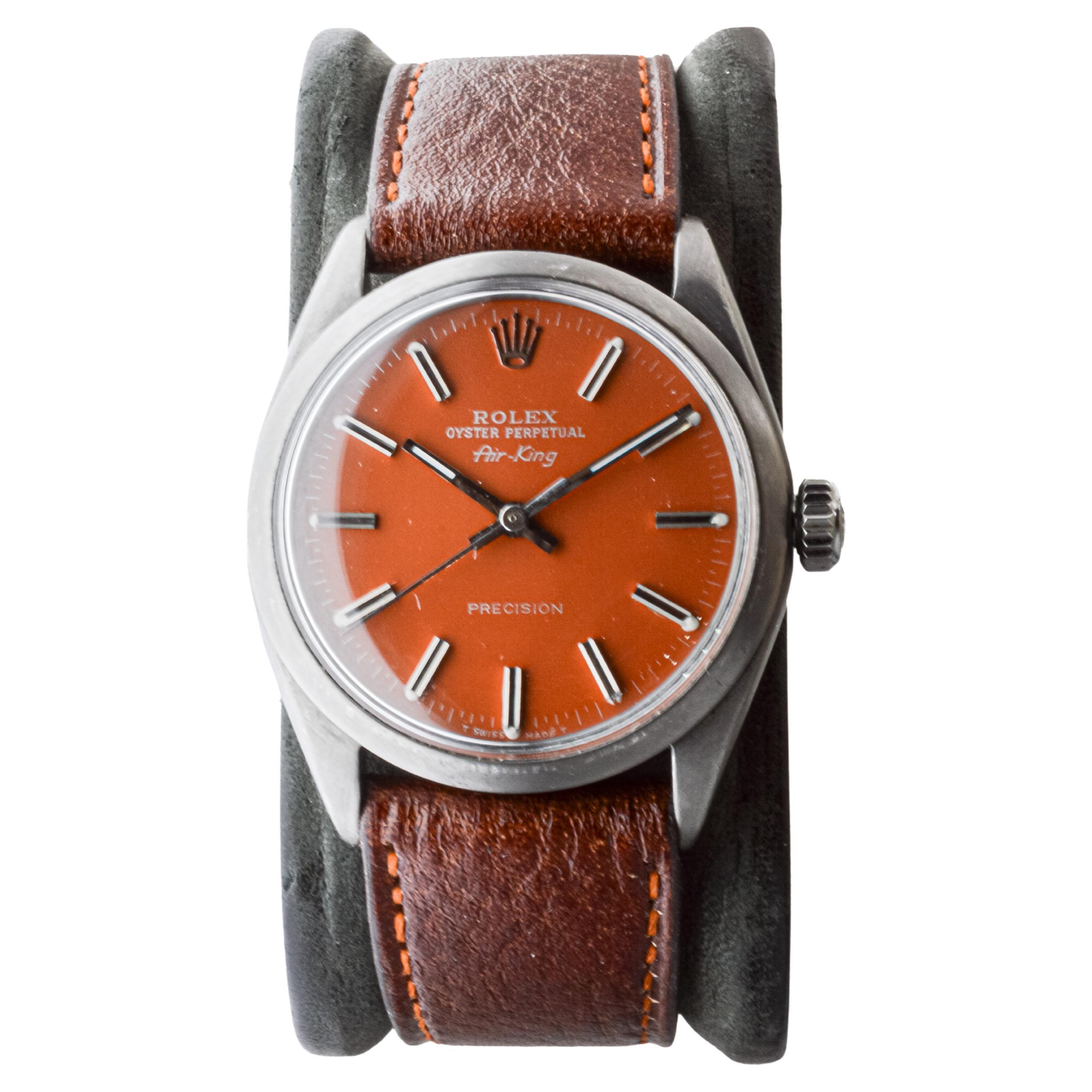 Femenino o masculino Rolex Air King de acero con acabado negro personalizado y esfera con acabado personalizado ca 1965 en venta