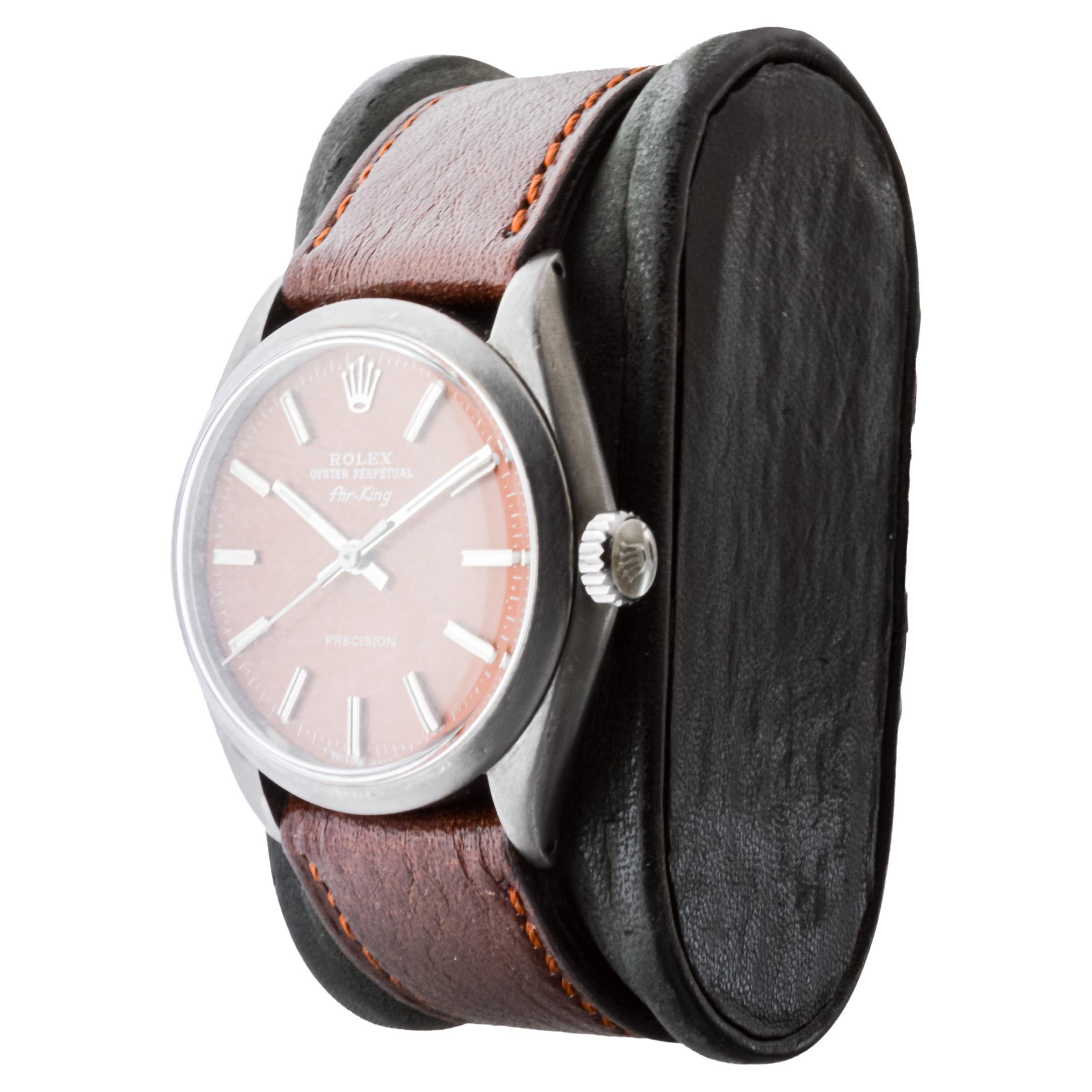 Rolex Air King de acero con acabado negro personalizado y esfera con acabado personalizado ca 1965 en venta 1