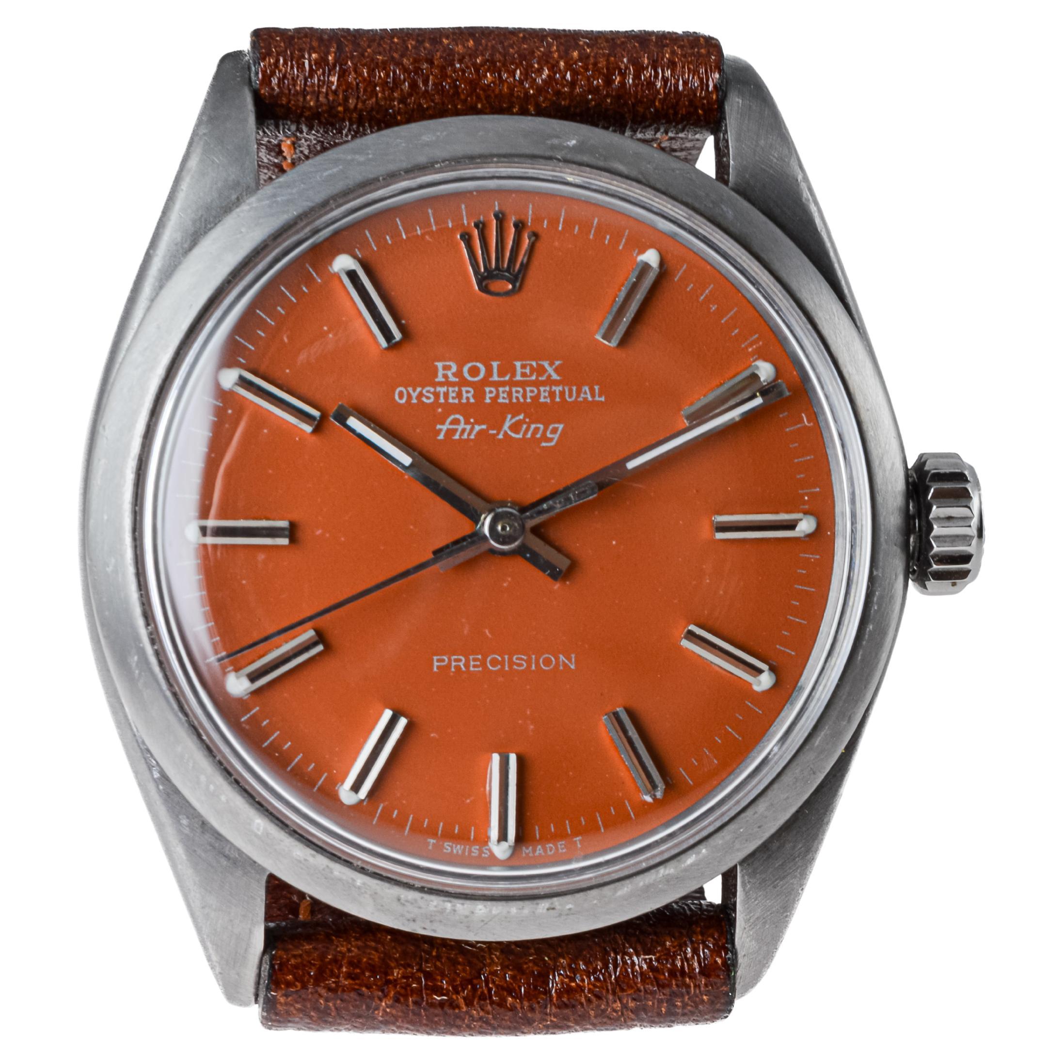 Rolex Air King de acero con acabado negro personalizado y esfera con acabado personalizado ca 1965 en venta 3