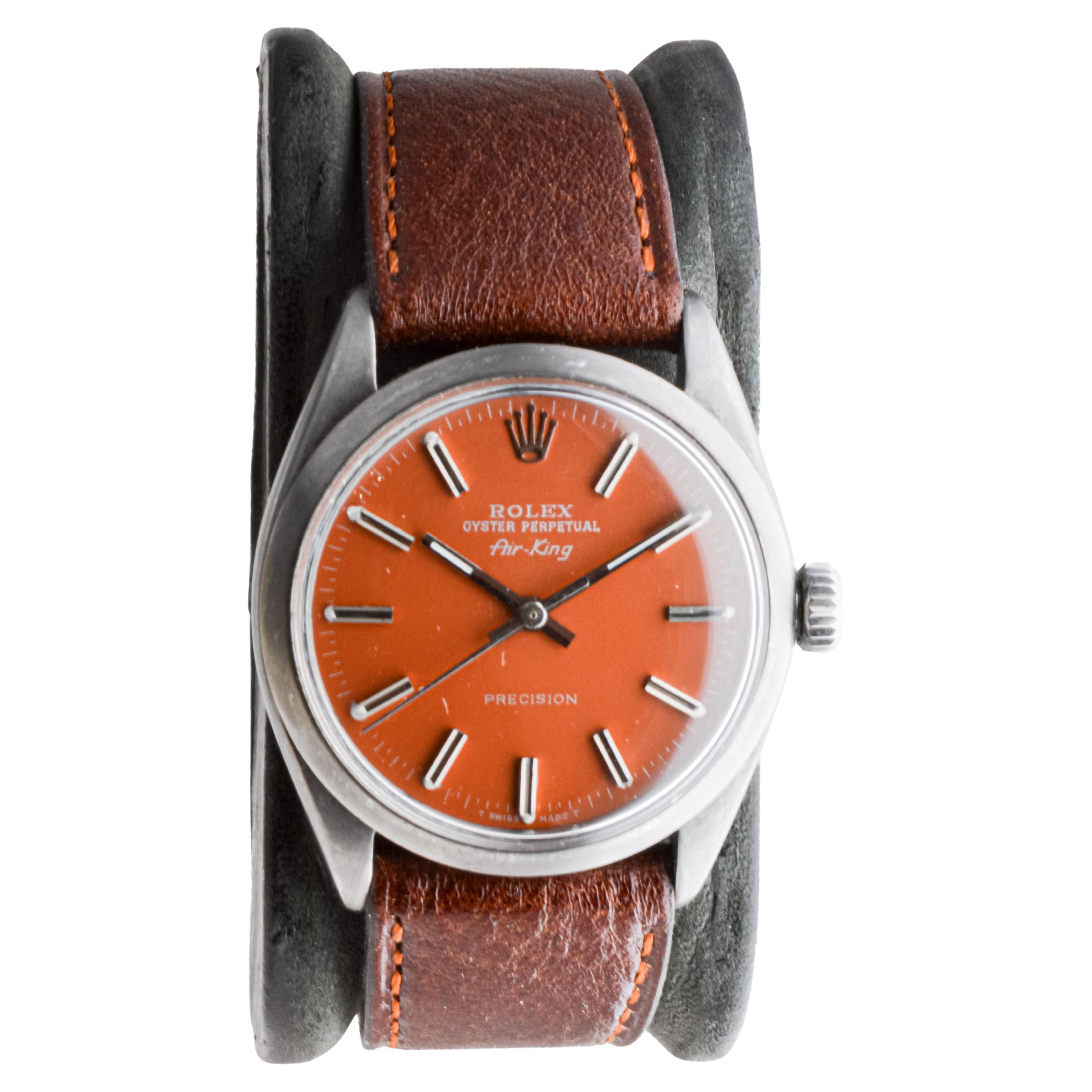 Rolex Steel Air King avec finition noire et cadran fini sur mesure ca 1965