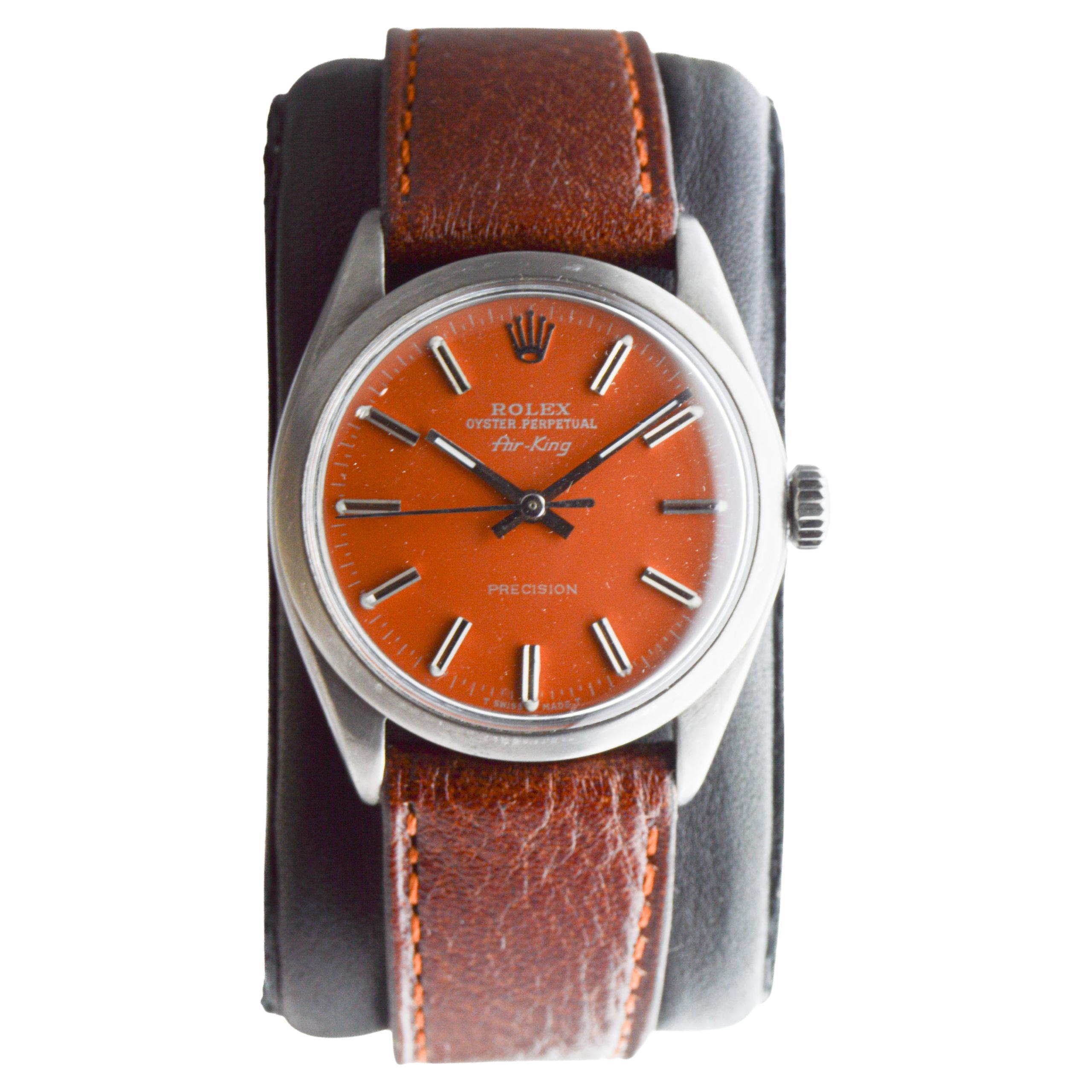 Rolex Steel Air King with Custom Black Finish and Custom Finished Dial ca 1965 For Sale