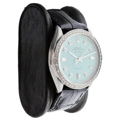 Rolex Steel Air King With Custom Blue Dial and Diamond Bezel 1970s