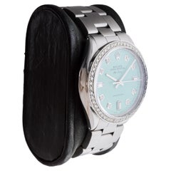 Rolex Steel Air King With Custom Blue Dial and Diamond Bezel 1970s