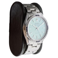 Rolex Steel Air-King with Custom Blue Dial and Diamond Bezel circa 1970's