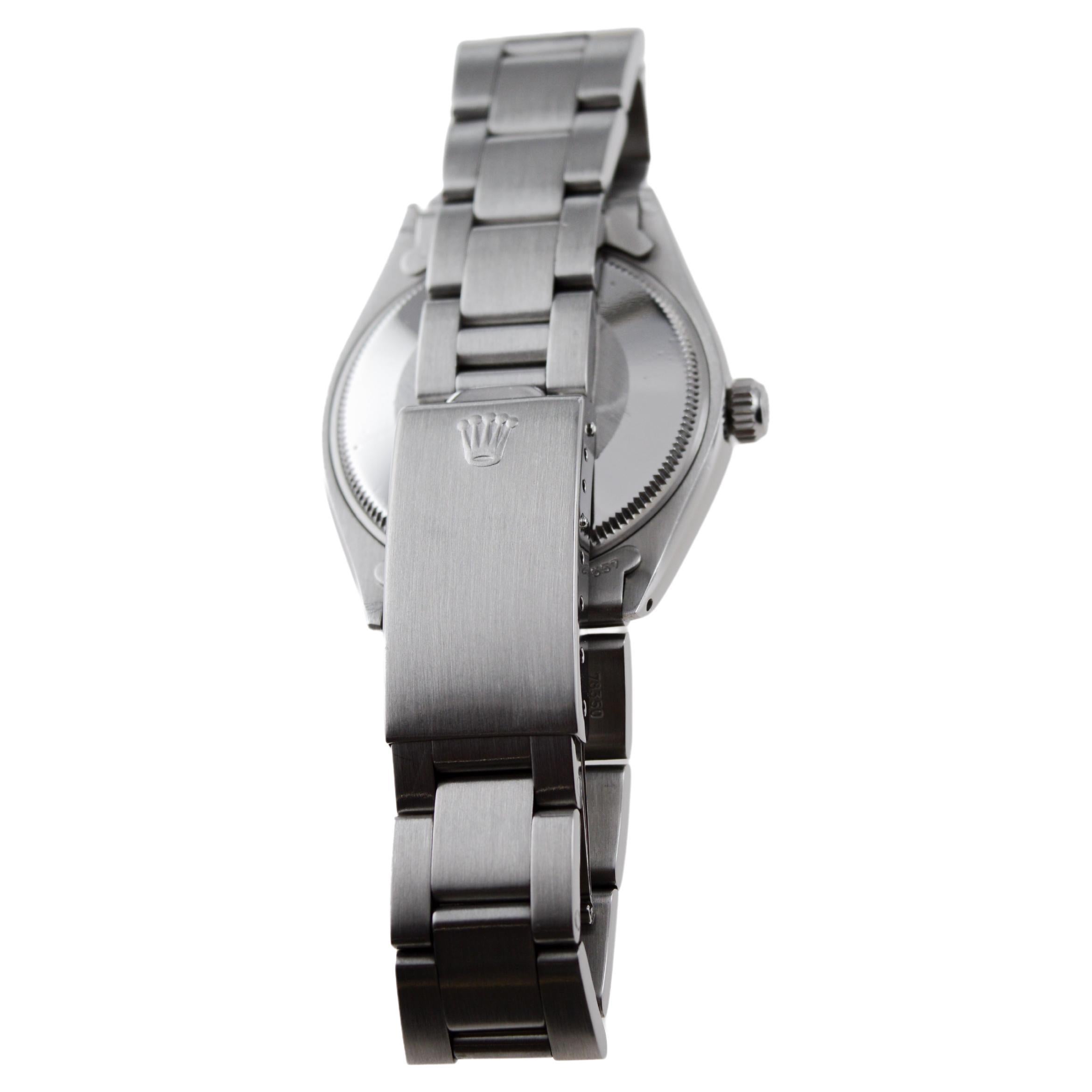 Rolex Steel Air King With Custom Dark Green Dial and Solid Link Bracelet 1970's For Sale 1