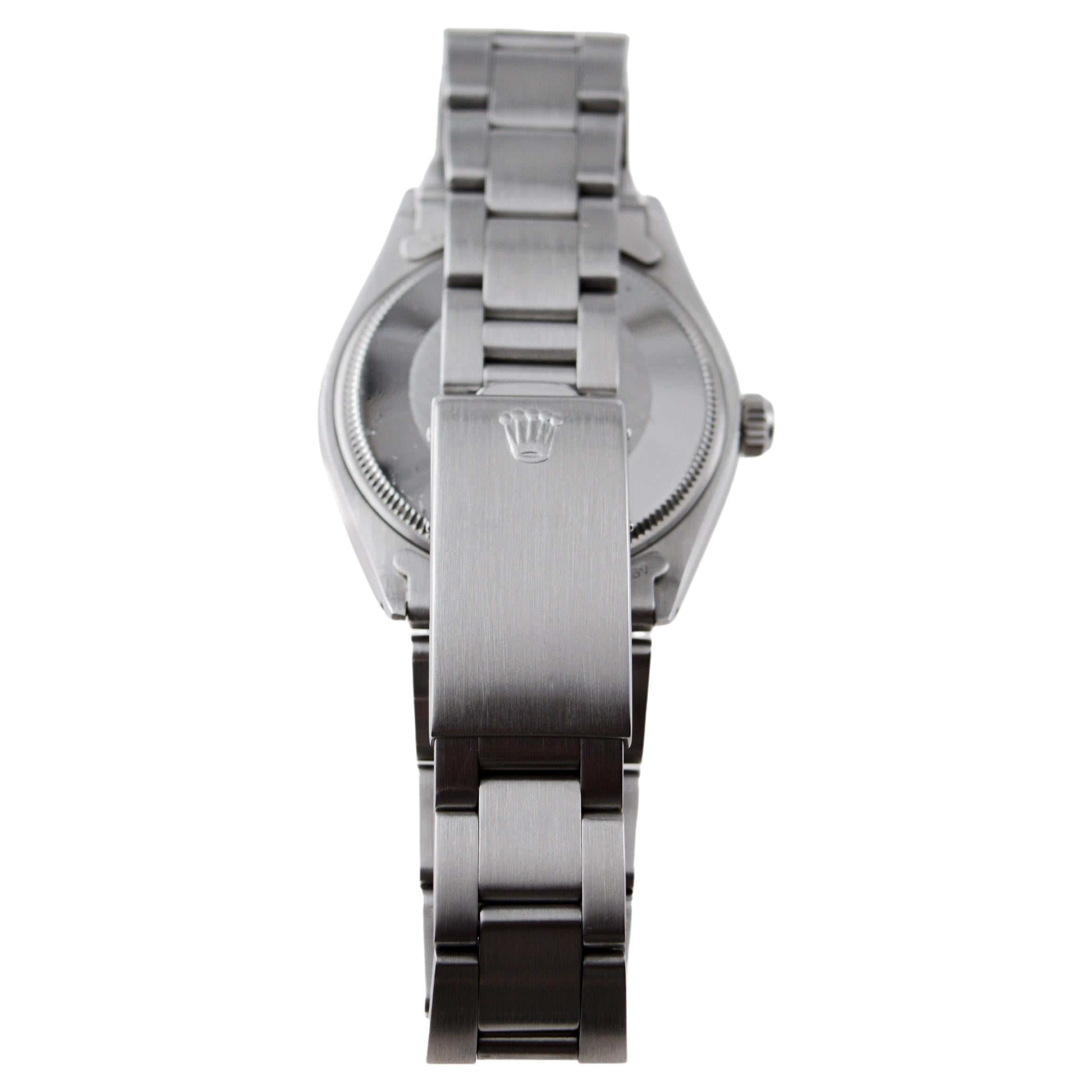 Rolex Steel Air King With Custom Dark Green Dial and Solid Link Bracelet 1970's For Sale 2