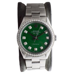 Rolex Steel Air-King with Custom Diamond Dial and Diamond Bezel circa 1980's