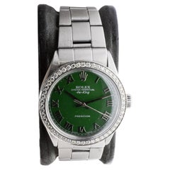 Rolex Steel Air King with Custom Green Dial And Custom Diamond Bezel ca 1960's