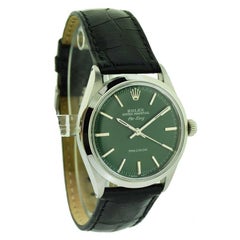 Rolex Montre Air King en acier avec cadran vert personnalisé, début des années 1970