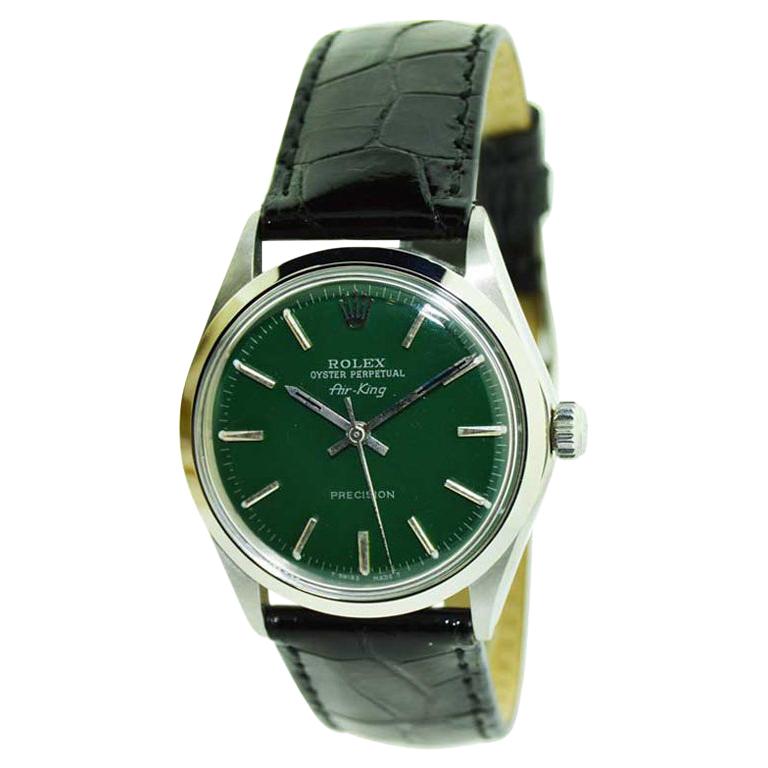 Rolex Steel Air King with Custom Green Dial, Early 1970's
