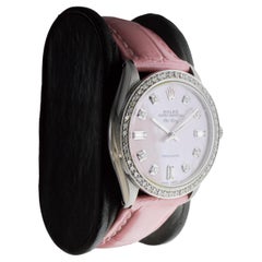 Rolex Steel Air King with Custom Made M.O.P Pink Diamond Dial and Diamond Bezel