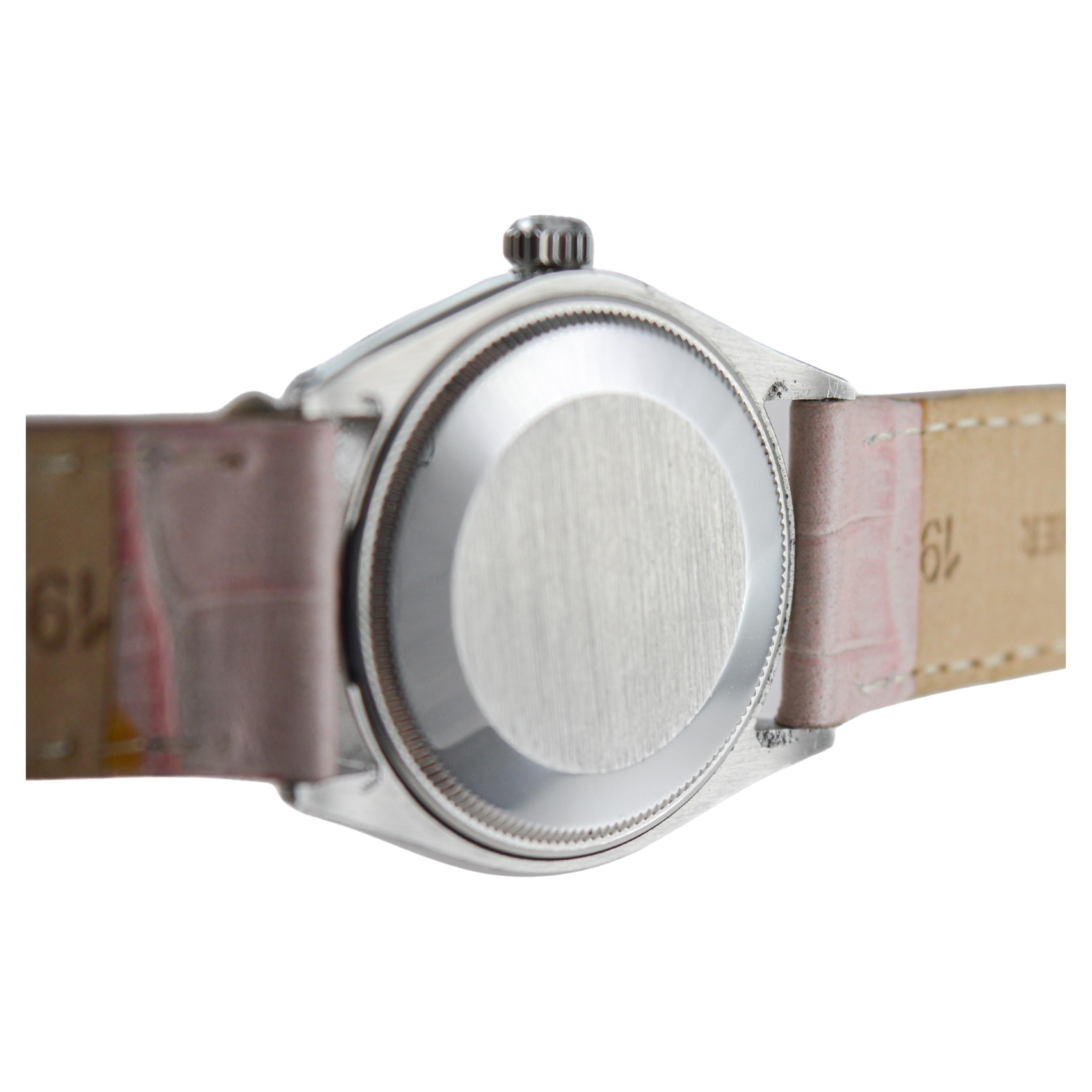Rolex Steel Air King con esfera Custom Made Pink Diamond circa años 70 en venta 7