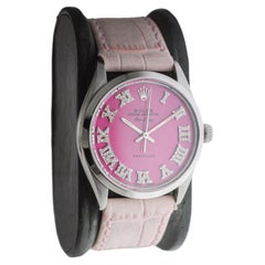 Rolex Steel Air King with Custom Made Pink Diamond Dial circa 1970's
