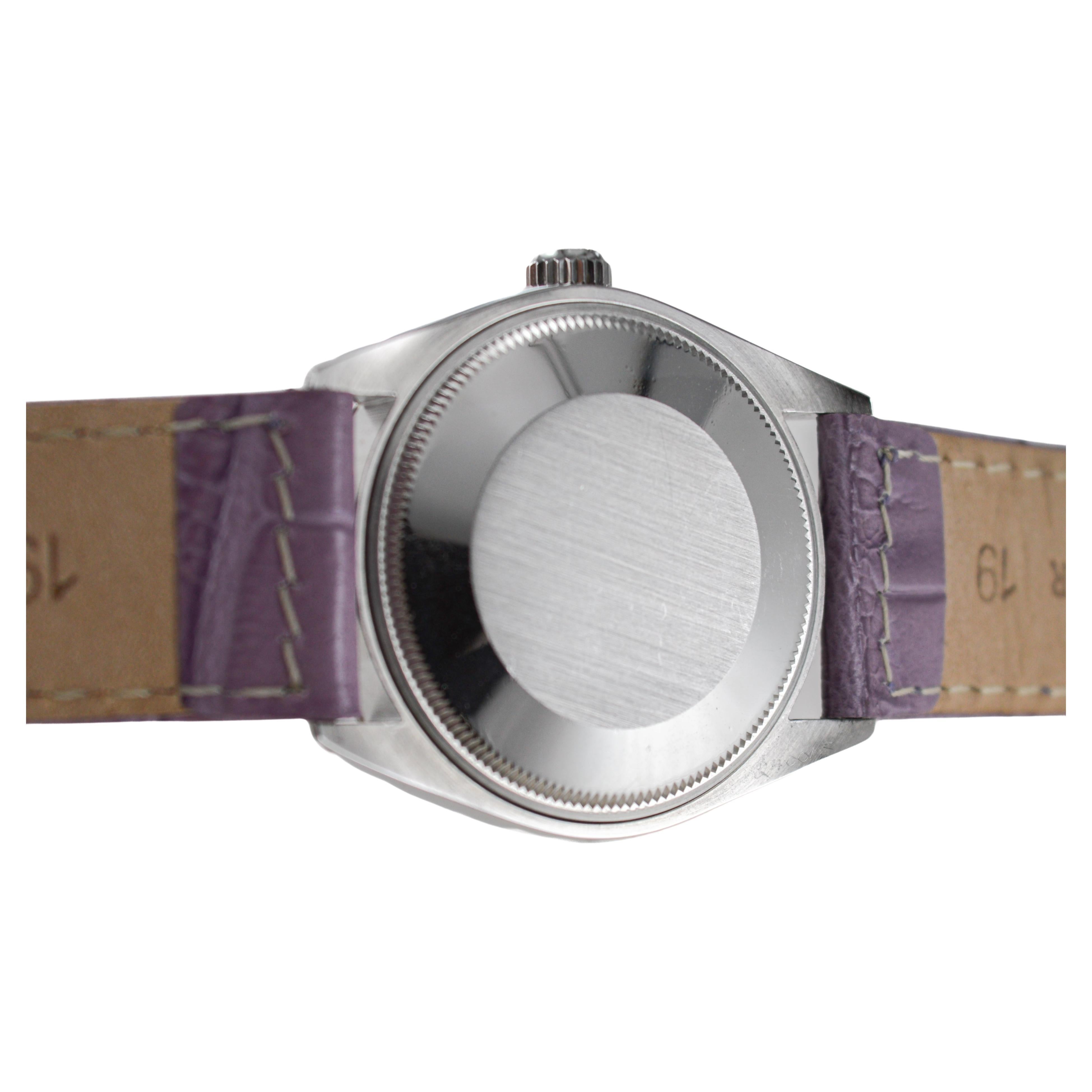 Rolex Steel Air-King with Custom Made Purple Dial circa 1970's For Sale 6