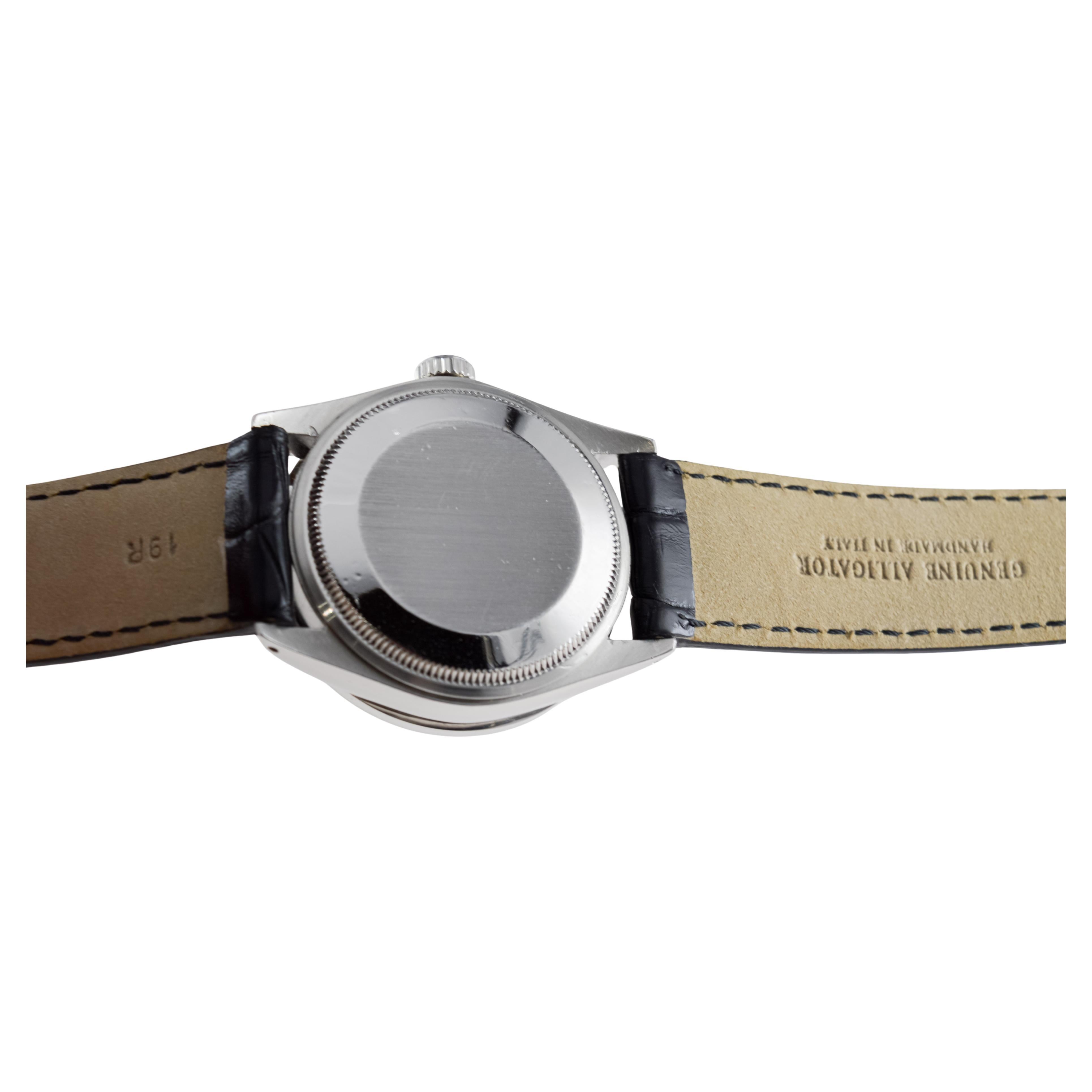 Rolex Steel Air King avec cadran MOP personnalisé et lunette à diamants circa 1980's en vente 12