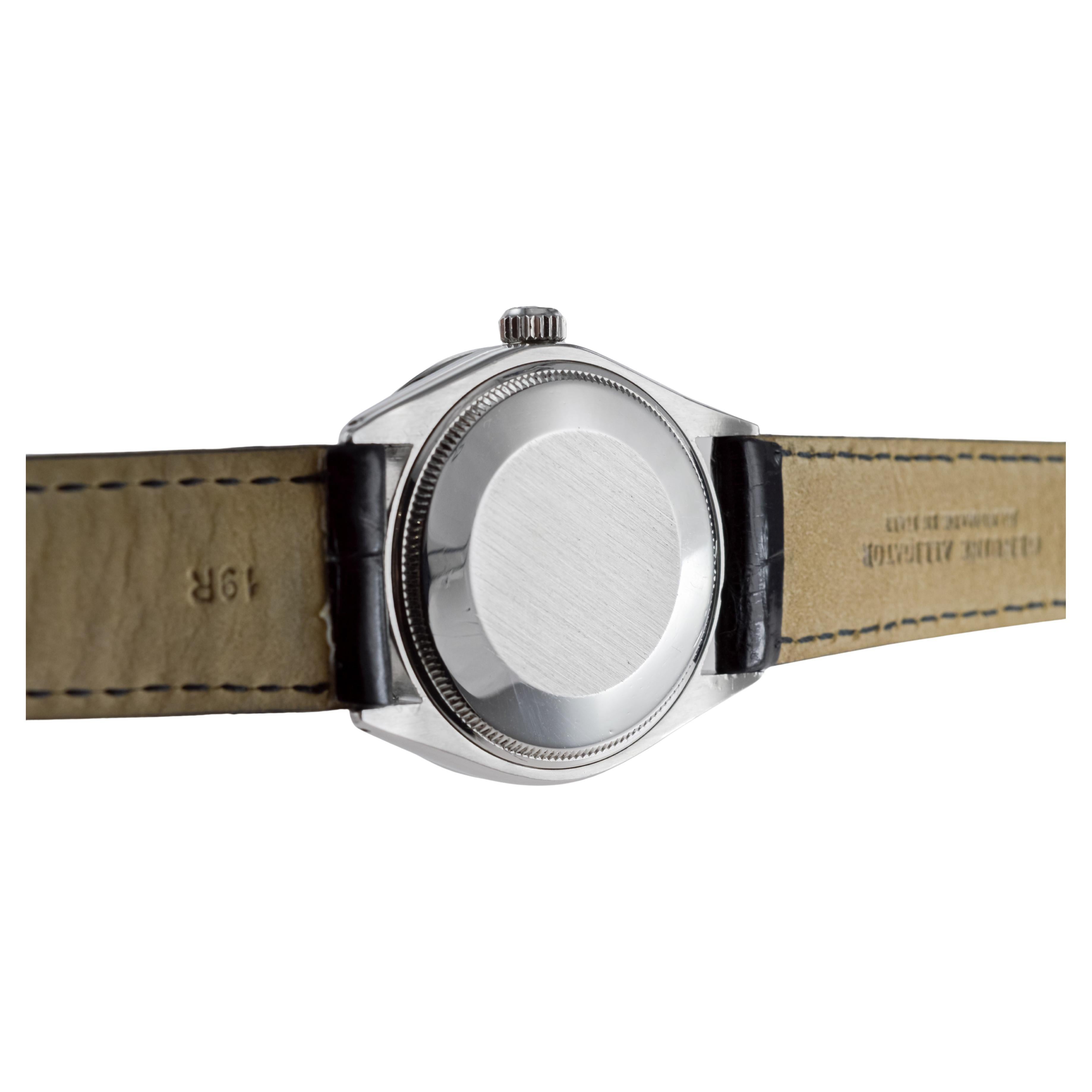 Rolex Steel Air King with Custom MOP Dial And Diamond Bezel circa 1970's For Sale 11