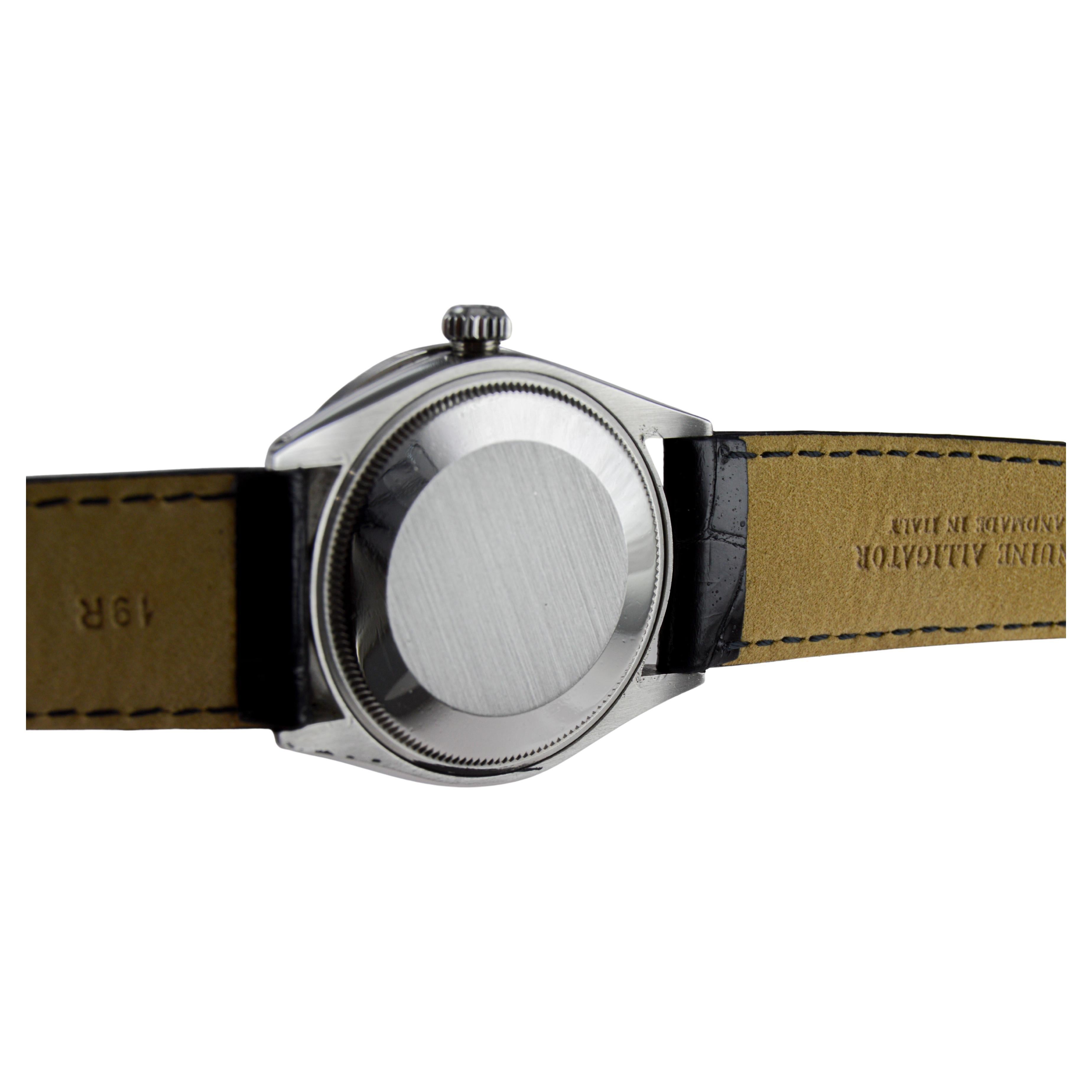 Rolex Air King de acero con esfera personalizada M.O.P de diamantes y bisel de diamantes Años 80 en venta 10