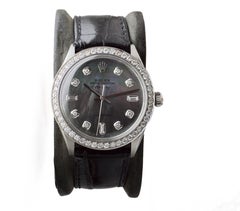 Rolex Steel Air King with Custom M.O.P Diamond Dial and Diamond Bezel 1980's
