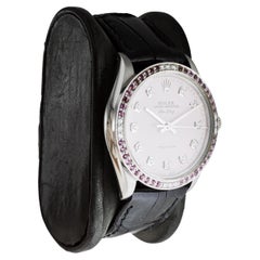Rolex Steel Air King with Custom Pink Diamond Dial and Diamond Bezel 1970's