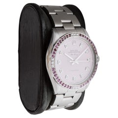 Rolex Steel Air King with Custom Pink Diamond Dial and Diamond Bezel 1970's