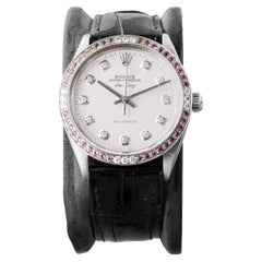 Rolex Steel Air King mit Pink Diamond Zifferblatt und Diamant-Lünette 1970er Jahre