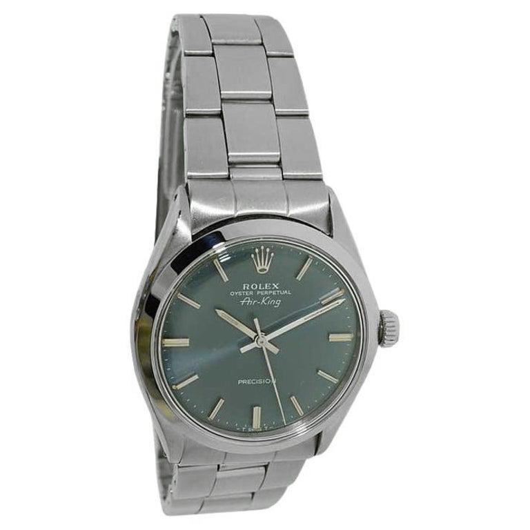 Rolex Stahl Air King mit original Mitternachtsblauem Zifferblatt, Anfang der 1970er Jahre für Damen oder Herren im Angebot